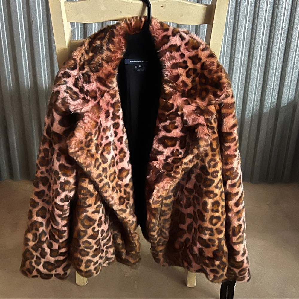Leopard print fur coat